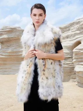 Faux Fur Coats For Women Sleeveless Animal Print Oversized Eco-friendly Fur Coat